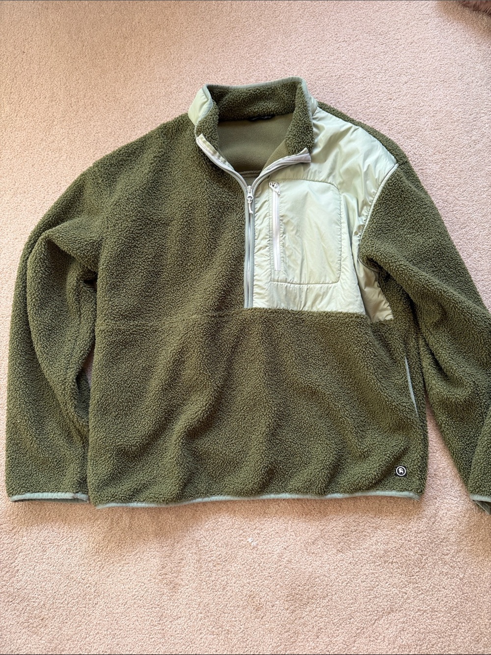 Olive Green Men’s Half-Zip Sherpa Pullover